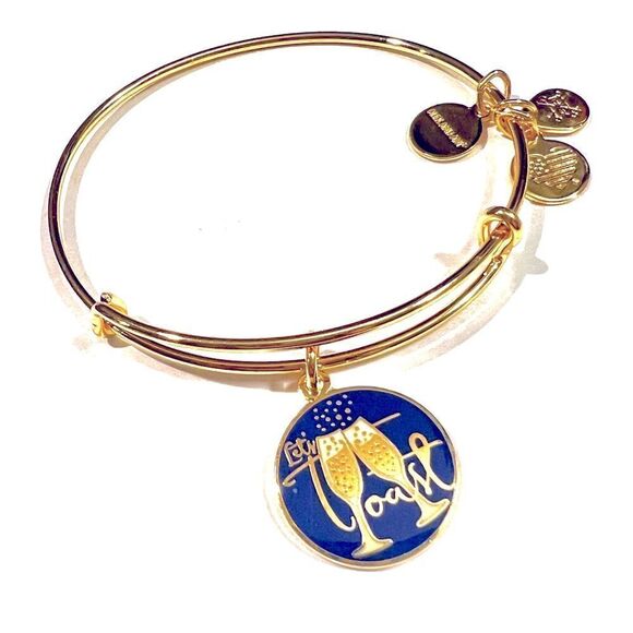 Alex and Ani "Let's Toast" Expandable Charm Bracelet, Shiny gold - Picture 2 of 5